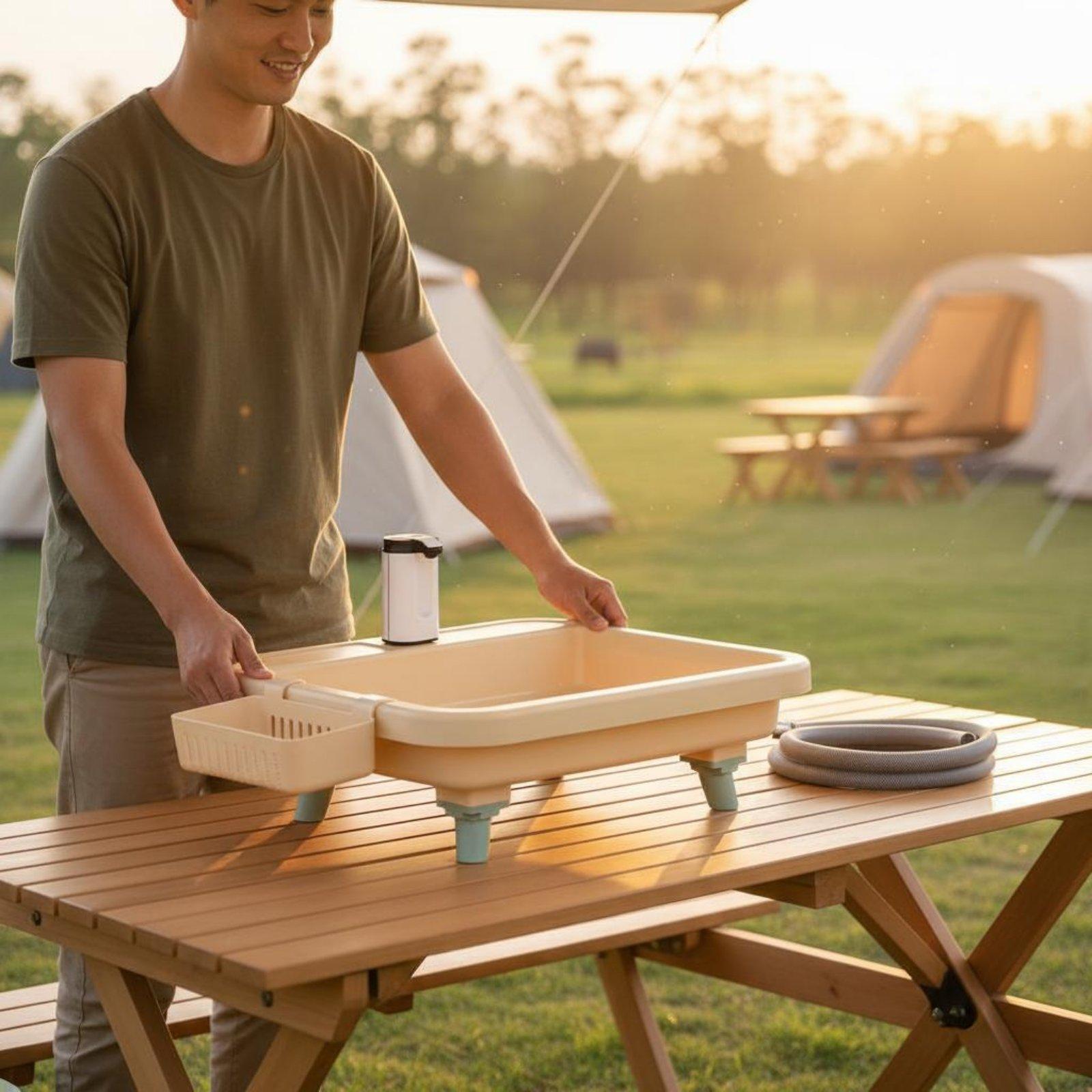 Outdoor Camping - Wastafel Camping Portabel dengan Keran Terintegrasi