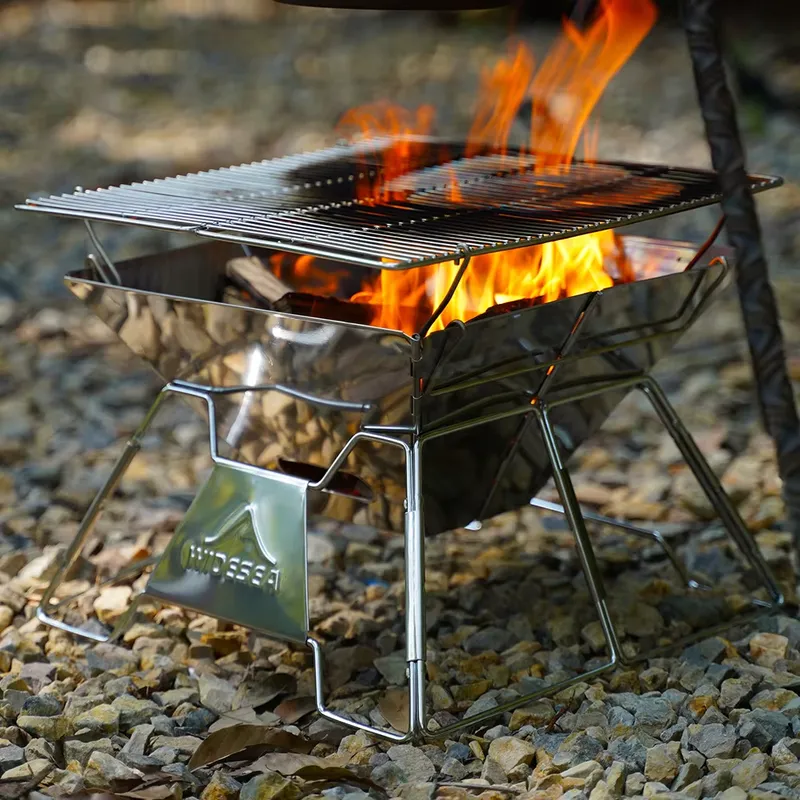 Outdoor Camping Wood Burning Stove - Pemanggang BBQ untuk Berkemah di Luar