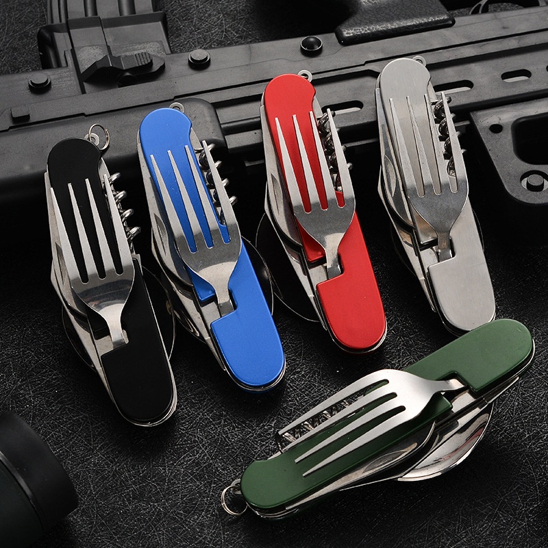 Outdoor Camping Utensils - Peralatan makan lipat 4 in 1,