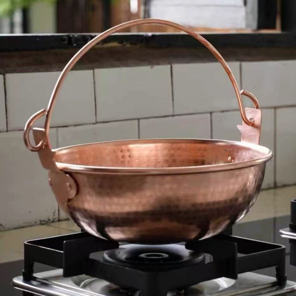 Outdoor Camping Utensils - Panci Gantung Tembaga Vintage, Panci Tebal