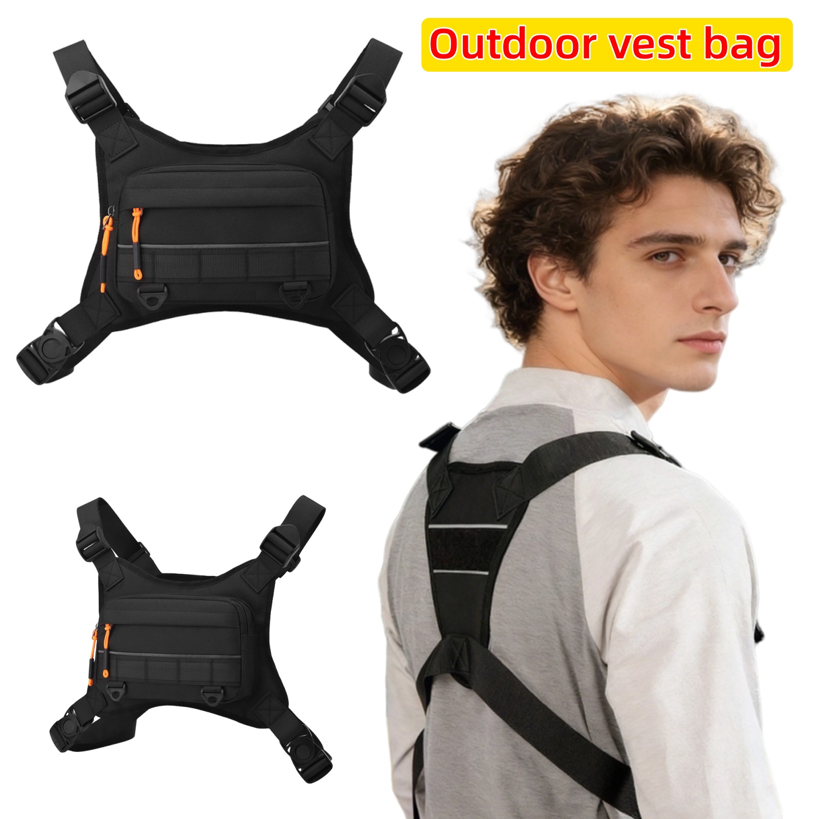Outdoor Camping Vest - Tas Rompi Luar Ruangan Bernapas, Tas