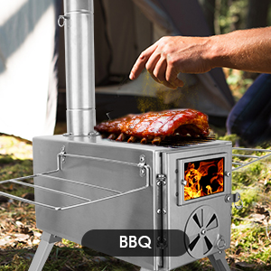 Kompor kayu untuk berkemah, ko - Outdoor Camping Wood Burning Stove ulasan dan harga