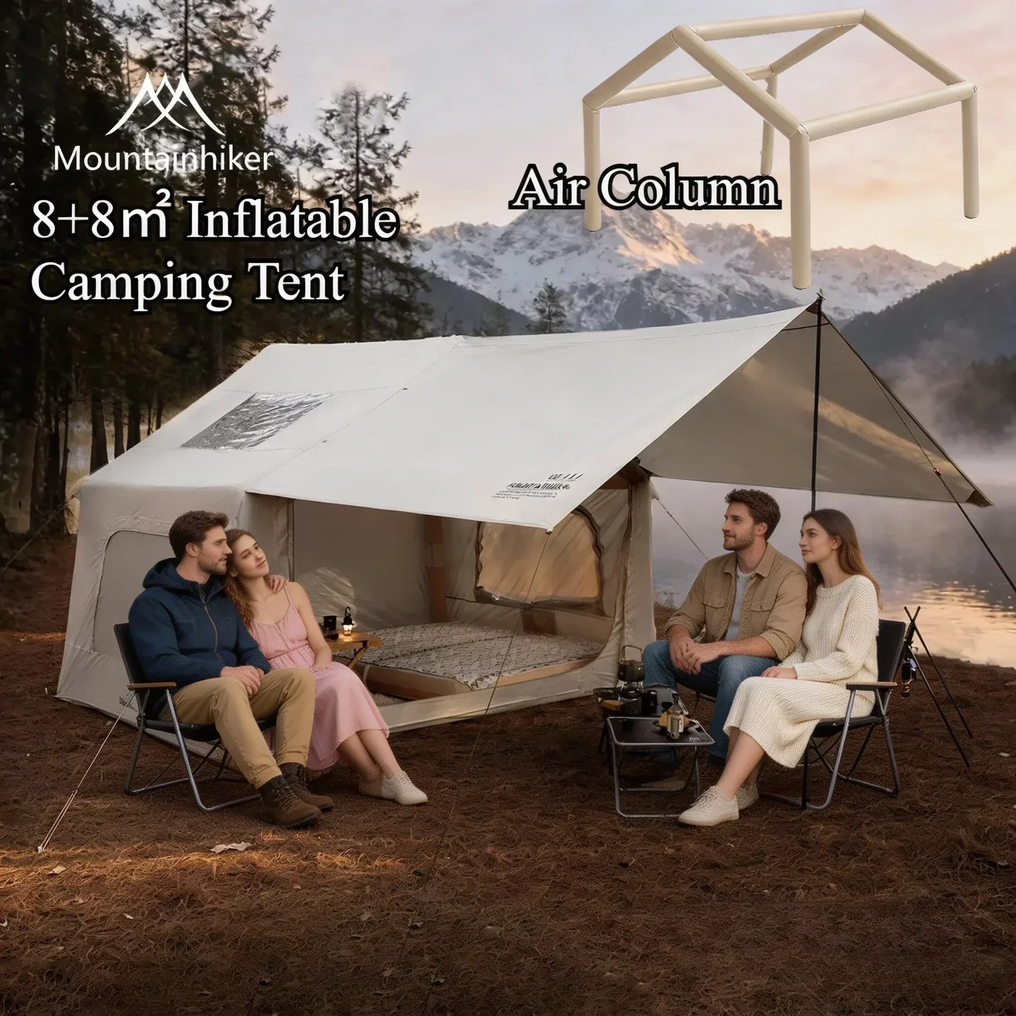 8+8 ㎡   Tenda Camping Tiup MOU - Outdoor Camping Inflatable Tent ulasan dan harga
