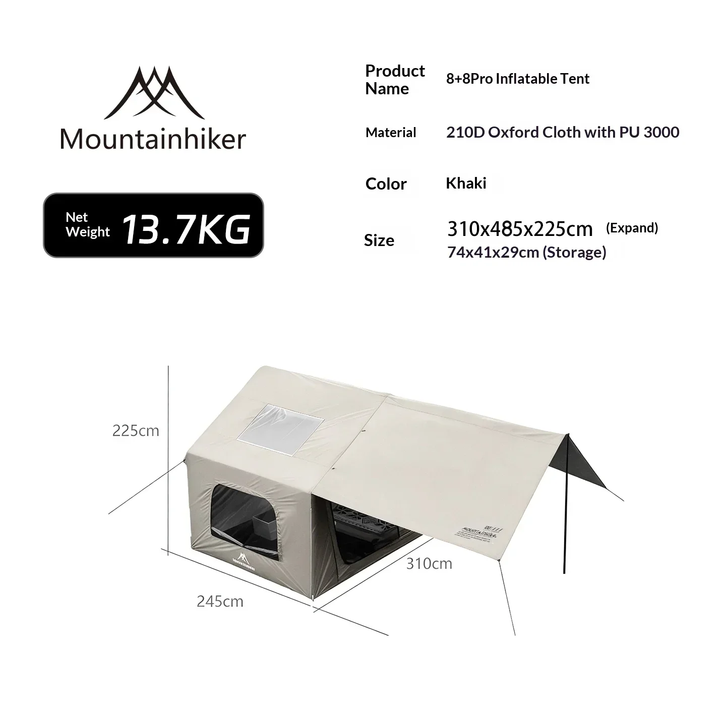8+8 ㎡   Tenda Camping Tiup MOU - Outdoor Camping Inflatable Tent ulasan dan harga